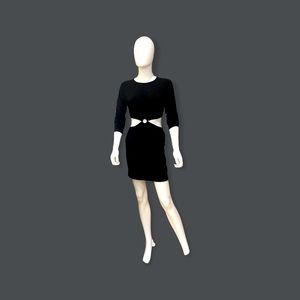 Black peek a boo front dress